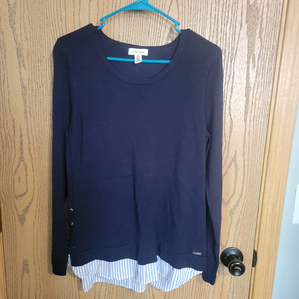 Calvin Klein Blue and White Layered Blouse
